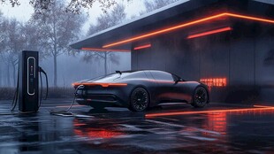 未来感电动跑车充电站场景