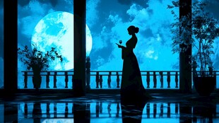 月夜佳人凭栏思
