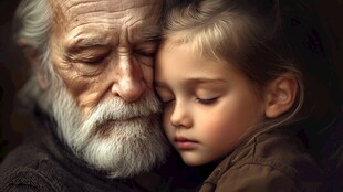 爷孙温馨依偎的美好瞬间