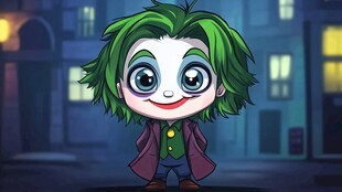 可爱版小丑立于夜色街道