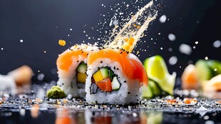 美味寿司的动感瞬间