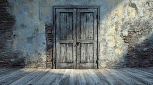 老旧木门与斑驳墙面空间