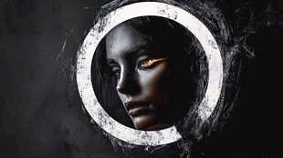 神秘红眼女子的暗黑肖像