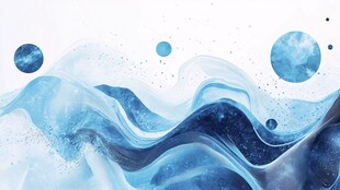梦幻蓝调海洋抽象艺术图景