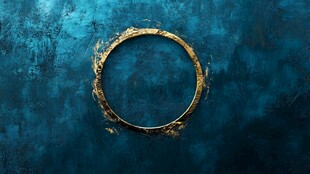 蓝底金色圆环装饰背景