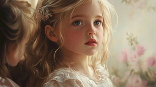 梦幻金发小女孩的优雅瞬间