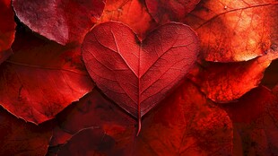 心形红叶浪漫秋日景象