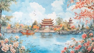 江南水乡园林美景图