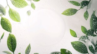 清新绿叶水滴背景图