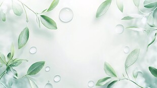 清新绿叶水滴背景图