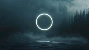 暗夜森林上空的神秘光圈