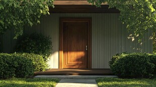 阳光洒落的温馨入户门