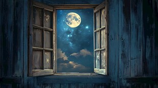 窗含明月夜 繁星伴云飘