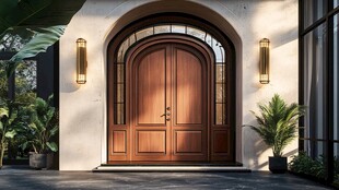 复古拱形木门的优雅入户