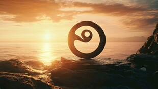 海边日落中的神秘螺旋雕塑
