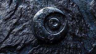 黑色螺旋浮雕于粗糙石面
