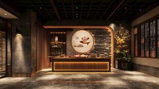 中式典雅餐厅前台设计