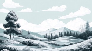 冬日山林雪景图