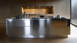 现代不锈钢时尚厨房岛台