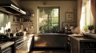 温馨明亮的复古风厨房空间
