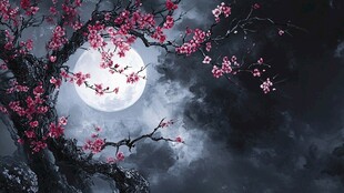 月夜红梅图