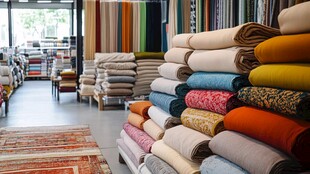 多彩织物店内的丰富陈列