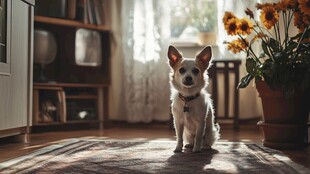 阳光中乖巧的吉娃娃