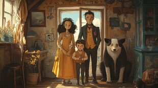 温馨家庭与宠物的美好瞬间