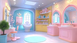 梦幻粉色系少女化妆间