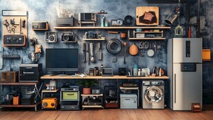 复古风家电工具工作室场景