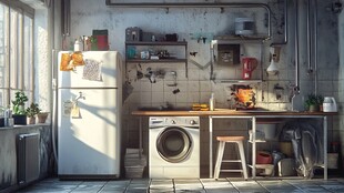 复古风温馨家庭厨房一角