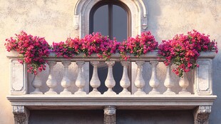 欧式阳台的烂漫花卉景观