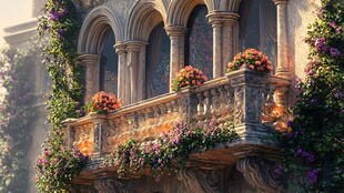 浪漫欧式繁花装饰的阳台