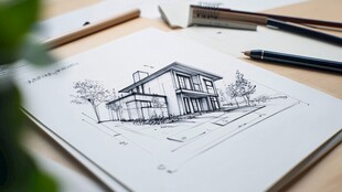 手绘房屋设计草图展示