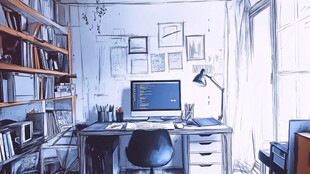 简约风创意工作空间插画