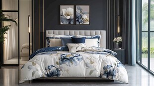 蓝白花卉风雅致卧室空间