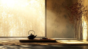 禅意茶室 光影下的静谧时光