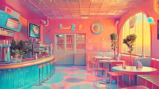 梦幻绚丽的复古风格咖啡馆