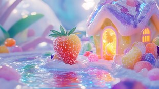 梦幻草莓糖果小屋场景