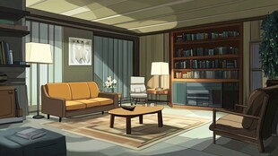 温馨复古风格客厅场景