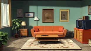 复古风客厅室内温馨场景