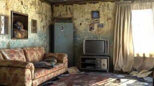 破旧客厅一角的岁月痕迹