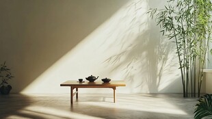 禅意茶室 光影下的静谧角落