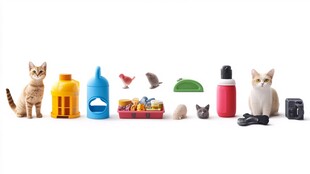 多样宠物用品与可爱猫咪