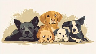 可爱汪星人集体趴卧