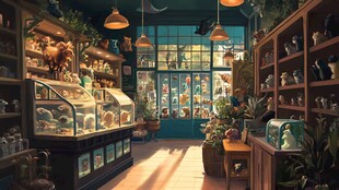 复古风摆满藏品的温馨店铺