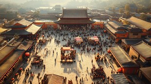 古代繁华集市热闹场景