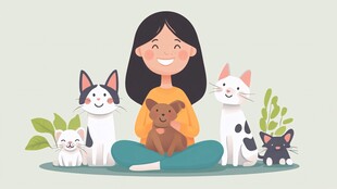 女孩与她的可爱宠物们