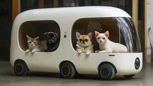 萌宠乘坐可爱小车超治愈