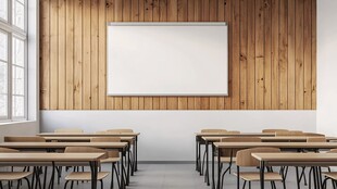 简约教室布置 木质墙面白板